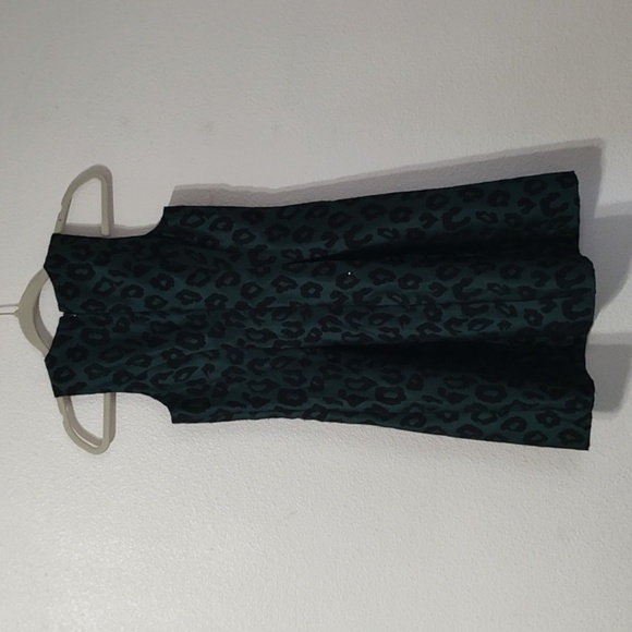 Ann Taylor Loft Black & Teal Sleeveless Leopard Print Fit & Flare Dress Size OP - Picture 2 of 7